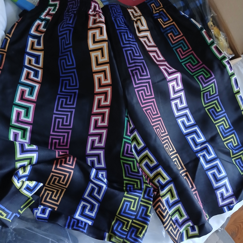 Versace Multicolor Geometric Pattern Shorts